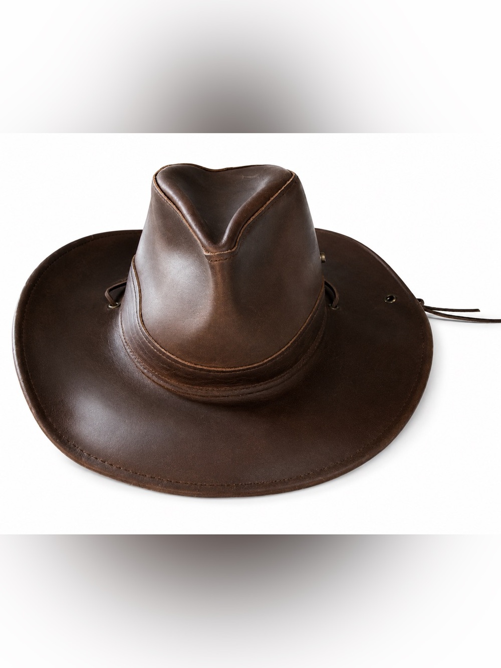 Henschel Hat Co. Brown Leather Outback Hat - Classic Men's Sun Hat- M